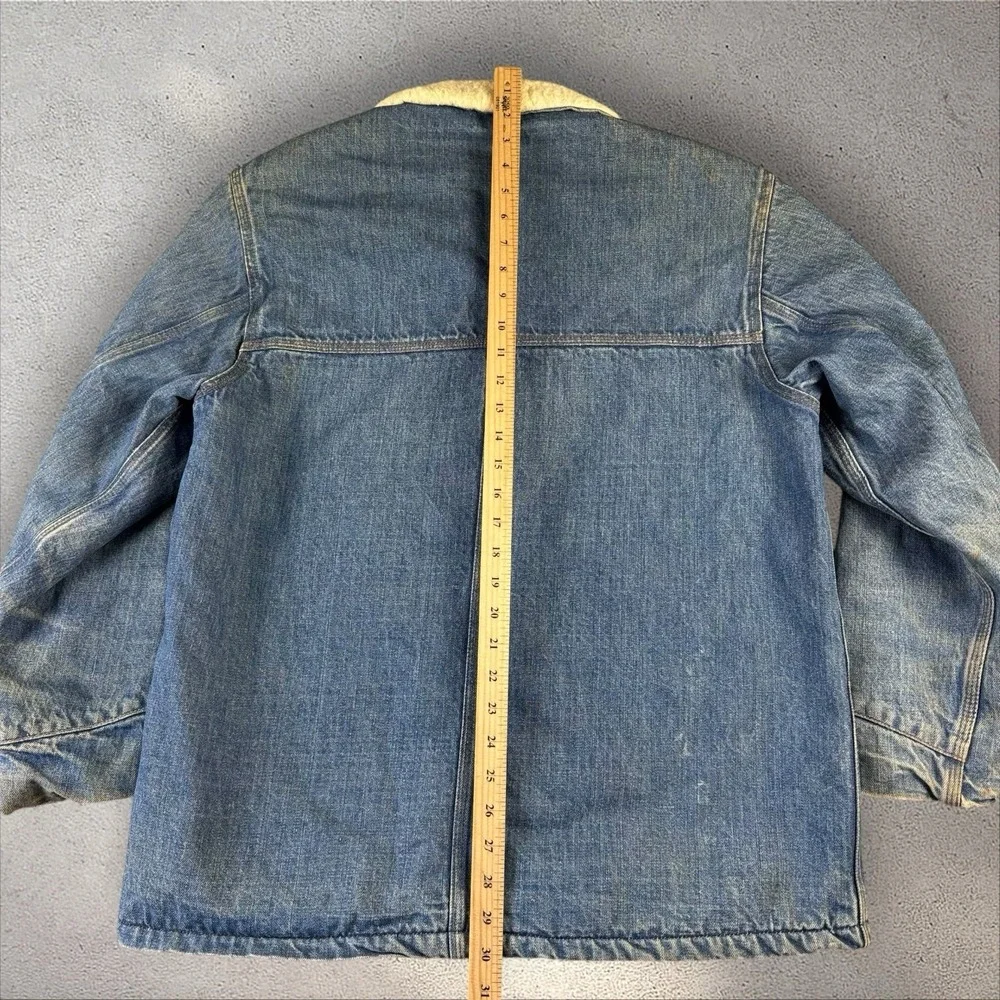 Vintage 70s Carhartt Denim‎ Sherpa Barn Chore Coat Jacket Men's 42 USA - Picture 5 of 8
